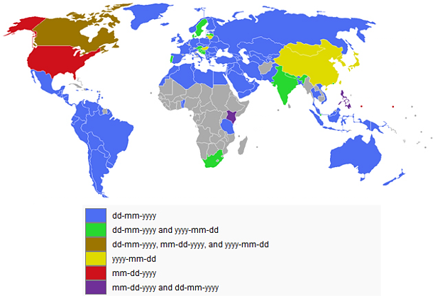 Date Format Wold Map