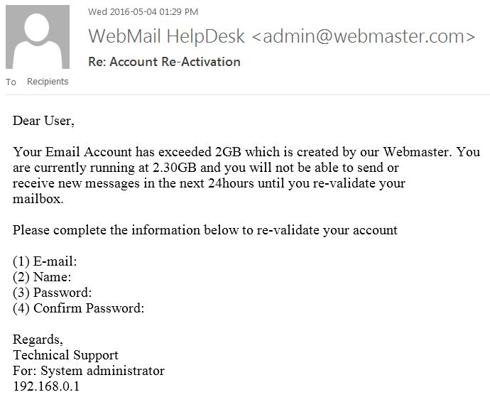 Phishing example